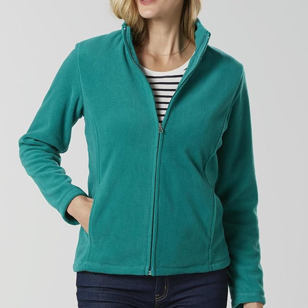 ✨$10 w/ $15+ BUNDLE✨ NEW Women M Parasailing Green Fleece Zip Jacket Laura Scott